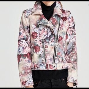 Zara floral faux suede women’s jacket